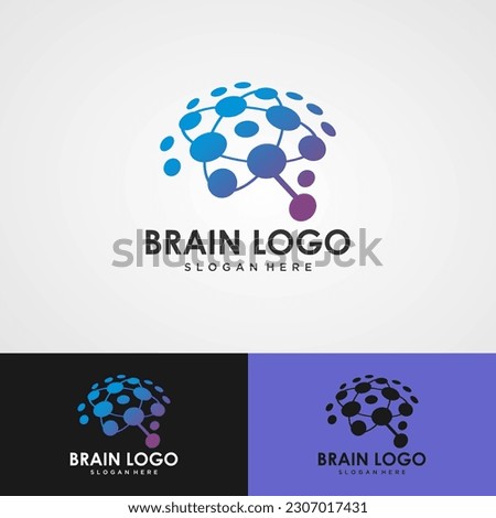 Brain technology logo template, Digital abstract logos for creative innovation. digital brain.