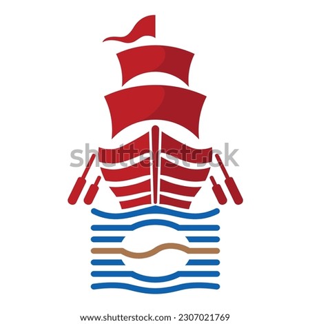 This vector logo design, sailboat and coffee. Great logo for coffee, cafe, restaurant or fast food business.  Ancient sailors were known to be brave, suitable for your coffee business motto.