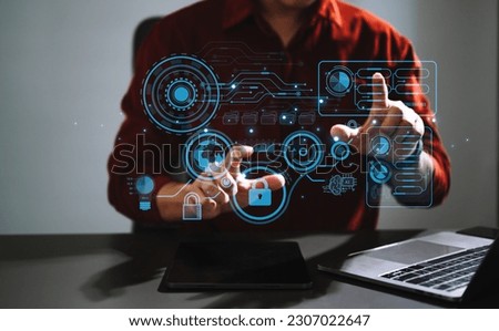 Cyber security and data protection information privacy internet technology concept.Business working on computer show padlock protecting business and financial data technology concept.
 Royalty-Free Stock Photo #2307022647