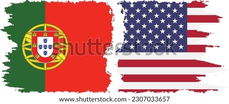 United States and Portugal grunge flags connection, vector