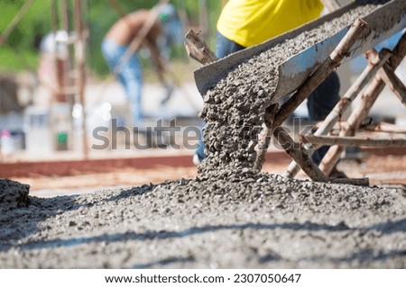 Close up ready mix concrete at construction site Royalty-Free Stock Photo #2307050647