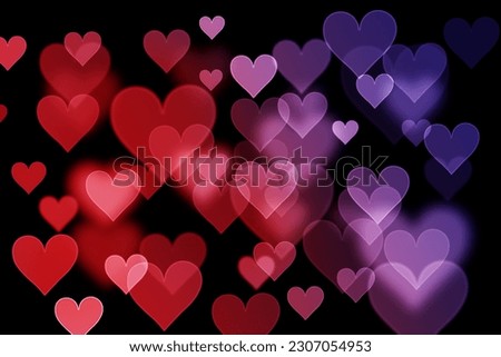 Colorful hearts on a black background, background