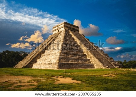 El Castillo, Temple of Kukulcan, Chichen Itza, mexico Royalty-Free Stock Photo #2307055235