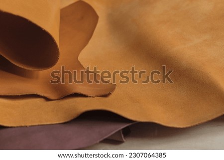 collection of high-quality beige leather swatches in various shades, showcasing their natural elegance and versatility. color trends in interior design or fashion. Neutral Palette