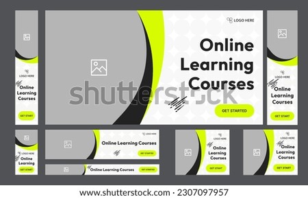 Set of learning courses web banner template design for social media posts, online education banner design, fully editable vector eps 10 file format