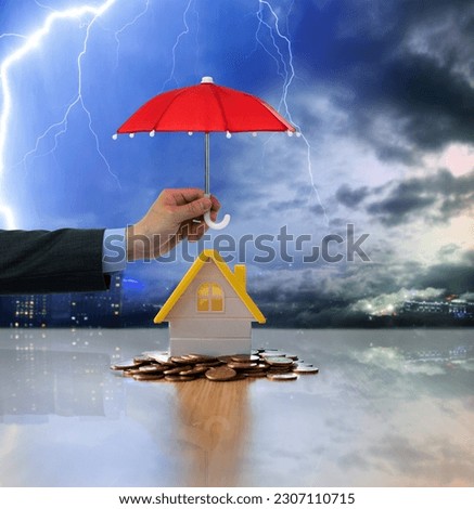 Umbrella protection house and money