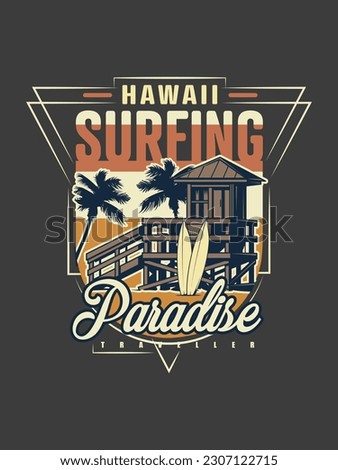 Hawaii surfing paradise t shirt design 