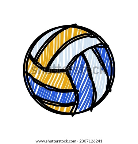 Volly ball vector illustration sketch drawing. Line art sport competition icon. Doodle style