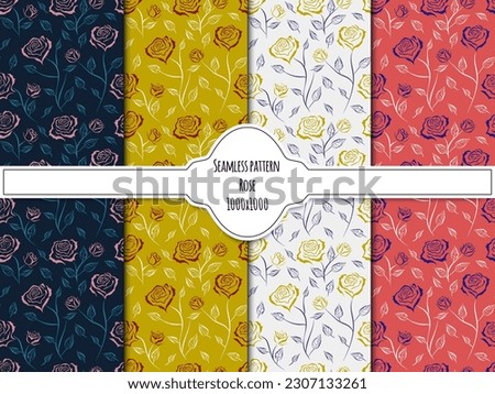 Seamless pattern in the form of a roses flower leaves and stem. Vector illustration EPS10