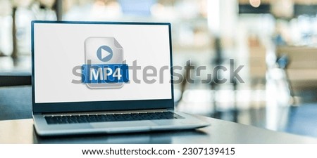 Laptop computer displaying the icon of MP4 file