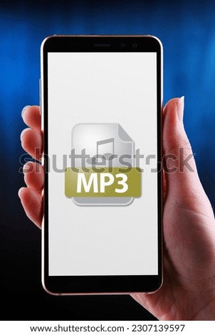A smartphone displaying the icon of MP3 file