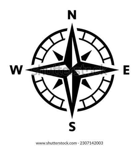 Compass icon. Compass rose sign. Windrose symbol. Nautical wind rose icon. Vintage compass. Compasses for travel map. Navigation arrow symbols.