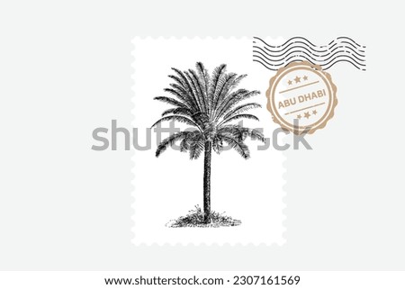 postcard of Palm tree which is the symbol of UAE