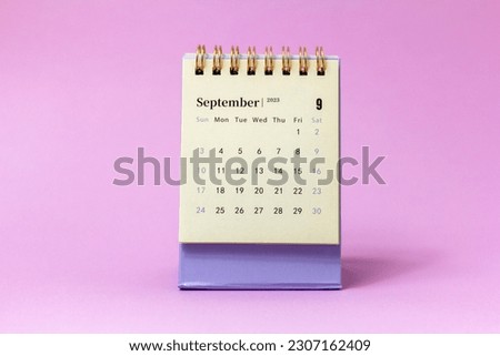 Tear-off calendar for September 2023. Desktop calendar for planning, organizing and managing each date Royalty-Free Stock Photo #2307162409