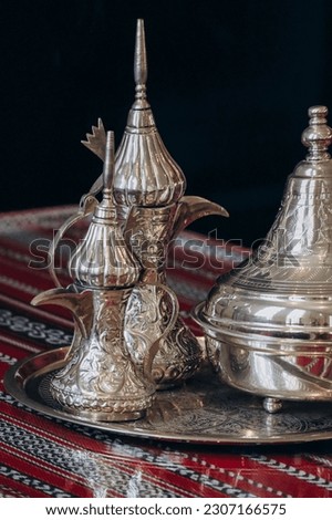 Arabic oriental silver tea set	