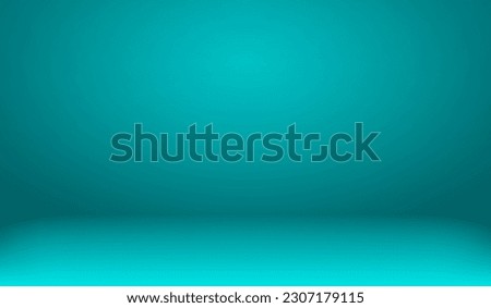Green room background. Abstract empty studio. Horizontal bg. Light scene for product. Simple 3d backdrop. Gradient table. Minimal texture blank wall and floor. Skyline mockup. Vector illustration Royalty-Free Stock Photo #2307179115