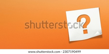 Note paper with question mark on orange background	 Royalty-Free Stock Photo #2307190499