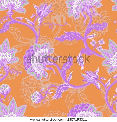 Seamless pattern with Indian floral ornament. Vector