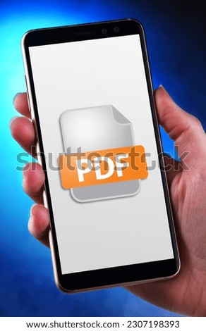 A smartphone displaying the icon of PDF file