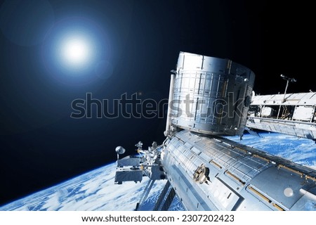 International Space Station in Earth's orbit. Elements of this image furnishing NASA. High quality photo