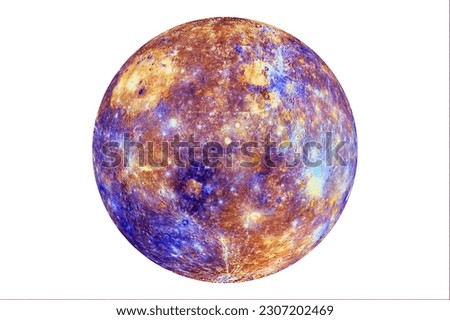 Planet Mercury isolated on white background. Elements of this image furnishing NASA. High quality photo Royalty-Free Stock Photo #2307202469