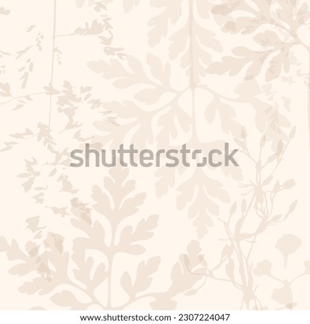 Delicate vector  pattern with wild flowers, herbs botanicals. Soft pastel colors blush beige pink background
