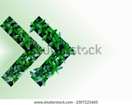 Green leaves texture in the form of an arrow. Mockup for natural and organic products. Natural design, background and wallpaper Royalty-Free Stock Photo #2307225605