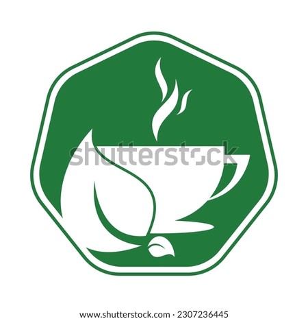 Eco Coffee Logo Template Design. Green Coffee Logo Template Design Vector.