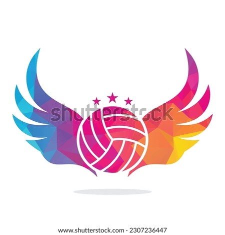 Volleyball and Wings vector illustration. Volleyball with wings logo vector. Flying Volleyball vector design.