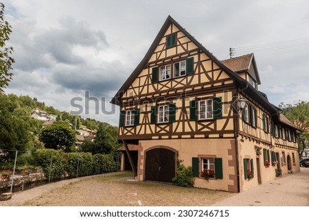Half timbered house in Schiltach village, Baden-Wurttemberg state, Germany Royalty-Free Stock Photo #2307246715