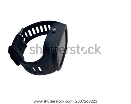 watch, the clock is made of black rubber which is easy to edit