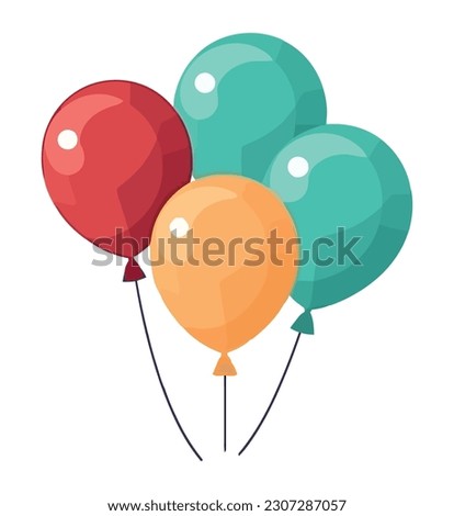 Flying multi colored balloons bring birthday joy isolated