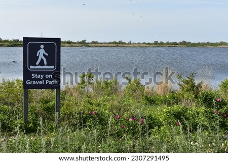Stay on Gravel Path Sign, Jamaica Bay Wildlife Refuge in New York