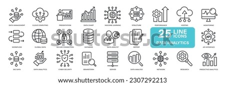 Data analystic thin line icons. For website marketing design, logo, app, template, ui, etc. Vector illustration. Royalty-Free Stock Photo #2307292213