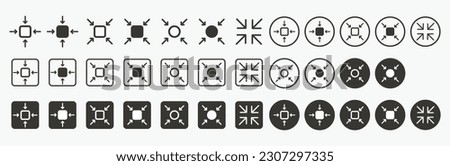 Set of compact icons. Meeting point icons collection. small compress size symbol. assembly place sign - Stock vector