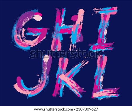 Colorful Handwriting Brush stroke font set - G,H,I,J,K,L Royalty-Free Stock Photo #2307309627
