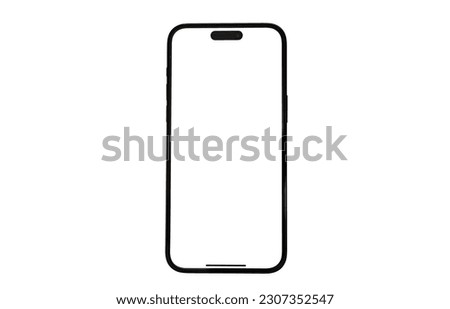 Mockup smart phone new generation and isolated screen Transparent and Clipping Path Royalty-Free Stock Photo #2307352547