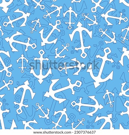Anchor ship pattern seamless. Vector background. Baby fabric texture. Summer sea beach waves pattern.