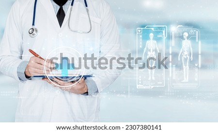 Medical technology,  Futuristic Ai icon medical AI technology is utilized by doctors for diagnosing increasing the accuracy of patient treatments. Future of Healthcare.
