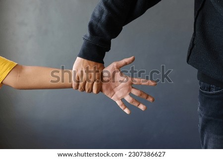 Trafficking concept, child was a victim of human trafficking, human rights violations, missing kidnapped Royalty-Free Stock Photo #2307386627