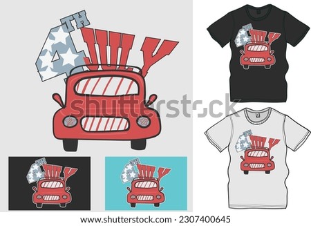 American boy Takes a American flags retro illustration of  4th July, The Ultimate Collection of Independence Day T-Shirt Designs, Celebrate 4th of July in Style