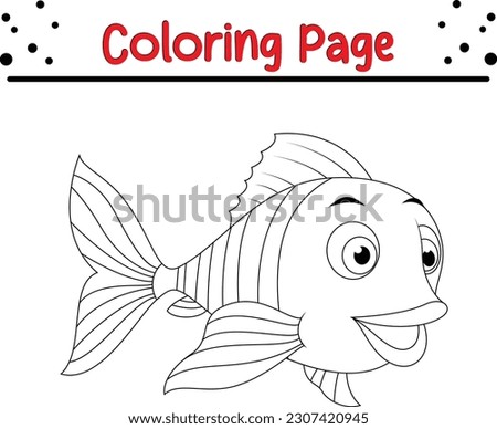 Fish coloring page for kids. Sea animal coloring book