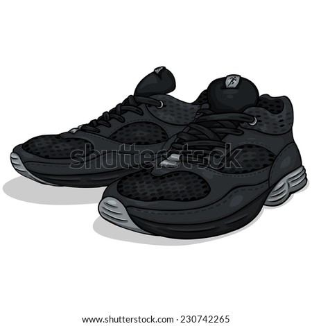 Vector Cartoon Black Running Shoes