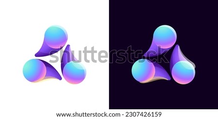 Multicolor fintech logo. Abstract gradient triangle icon. Infinity rotation emblem. Vector colorful triple sign. Perfect for blockchain app, vibrant branding, banking identity, e-commerce business.