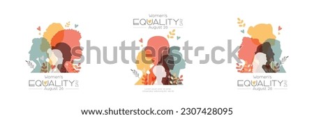 Women's Equality Day card set. Modern color design. Royalty-Free Stock Photo #2307428095