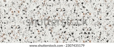 Terrazzo seamless pattern composed of pieces of granite, quartz, glass and stone. Marble floor texture. White classic paving design. Abstract wall background. Retro venetian stone material Royalty-Free Stock Photo #2307435179