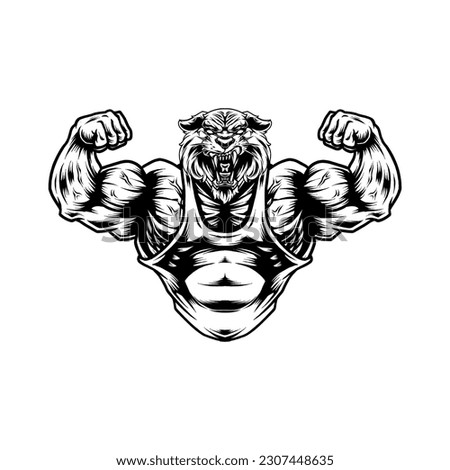 Gym and Fitness Animal Vector Black and white