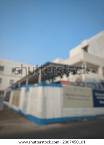 blurry background of construction site in hospital near the emergency department
