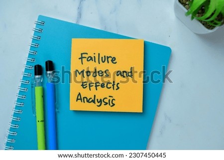 Concept of Failure Modes and Effects Analysis write on sticky notes isolated on Wooden Table. Royalty-Free Stock Photo #2307450445