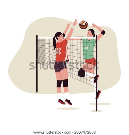 Flat design of women volleyball competition. Illustration for website, landing page, mobile app, poster and banner. Trendy flat vector illustration